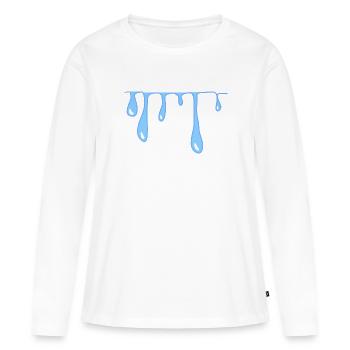 gouttes d’eau motif de ligne de bave - T-shirt manches longues Premium bio Femme - blanc - Devant - Julia (174cm)