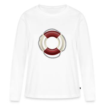 Bouée de sauvetage - T-shirt manches longues Premium bio Femme - blanc - Devant - Julia (174cm)