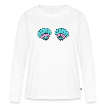 Meerjungfrau Muschel BH - Karneval / Fasching blau - Frauen Premium Bio Langarmshirt - Weiß - Vorne - Julia (174cm)