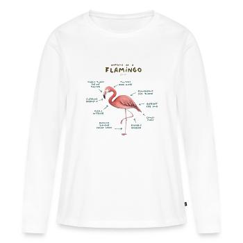 Anatomie d’un flamant rose - T-shirt manches longues Premium bio Femme - blanc - Devant - Julia (174cm)