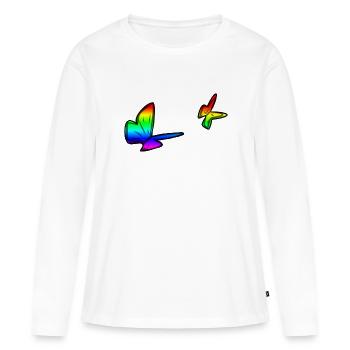 bunte schmetterlinge schmetterling bunt symbol - Frauen Premium Bio Langarmshirt - Weiß - Vorne - Julia (174cm)