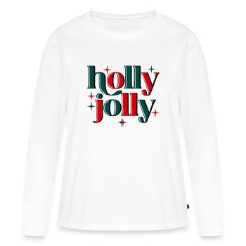 Holly Jolly Noël - T-shirt manches longues Premium bio Femme - blanc - Devant - Julia (174cm)