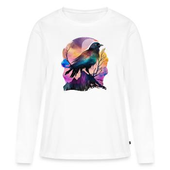 Raven Watercolor Watercolor Forest Animal Mountains Bird - Women's Premium Organic Long Sleeve Shirt - white - Front - Julia (174cm)