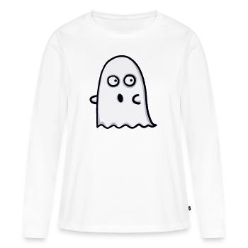 fantôme effrayé - T-shirt manches longues Premium bio Femme - blanc - Devant - Julia (174cm)