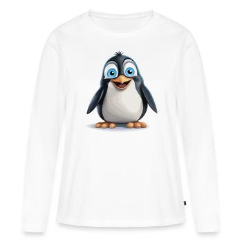 Le manchot radieux - T-shirt manches longues Premium bio Femme - blanc - Devant - Julia (174cm)
