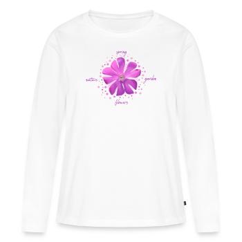 fleur rose fleurs roses - T-shirt manches longues Premium bio Femme - blanc - Devant - Julia (174cm)