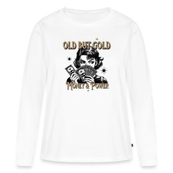 Vieil argent et pouvoir en or - T-shirt manches longues Premium bio Femme - blanc - Devant - Julia (174cm)