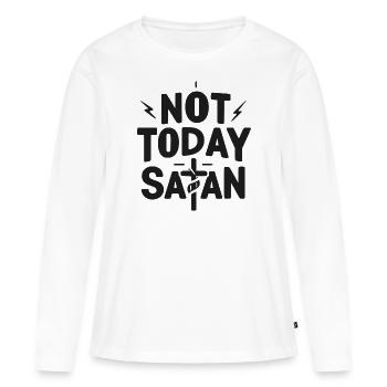 Pas Satan aujourd’hui - T-shirt manches longues Premium bio Femme - blanc - Devant - Julia (174cm)