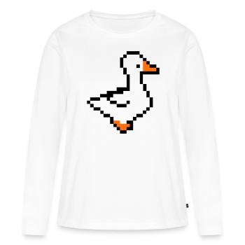 Canard pixel - T-shirt manches longues Premium bio Femme - blanc - Devant - Julia (174cm)