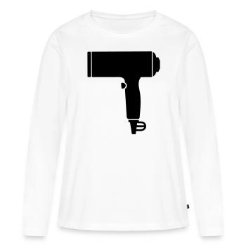 Seche cheveux - T-shirt manches longues Premium bio Femme - blanc - Devant - Julia (174cm)