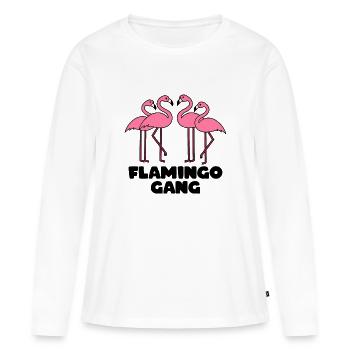 FLAMINGO GANG - T-shirt manches longues Premium bio Femme - blanc - Devant - Julia (174cm)