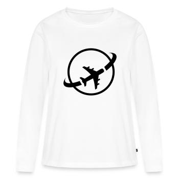 Voler autour de la terre - T-shirt manches longues Premium bio Femme - blanc - Devant - Julia (174cm)