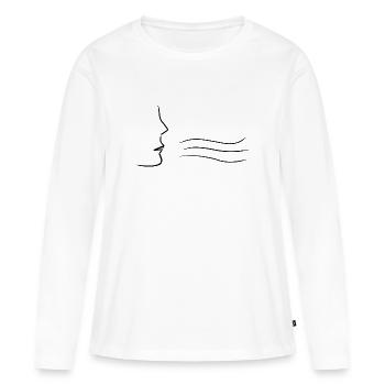 Respirez le vent - T-shirt manches longues Premium bio Femme - blanc - Devant - Julia (174cm)