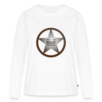 shérif ranger cowboy cheval propriétaire d'un ranch Wester - T-shirt manches longues Premium bio Femme - blanc - Devant - Julia (174cm)