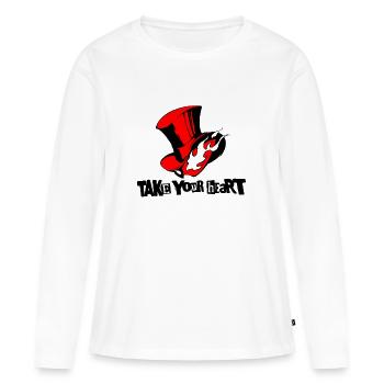 prendre votre coeur - T-shirt manches longues Premium bio Femme - blanc - Devant - Julia (174cm)