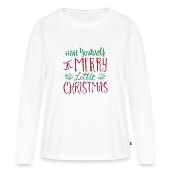 Weihnachten Merry little Christmas Efeu Geschenk - Frauen Premium Bio Langarmshirt - Weiß - Vorne - Julia (174cm)