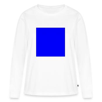 Quadrat blau - Frauen Premium Bio Langarmshirt - Weiß - Vorne - Julia (174cm)