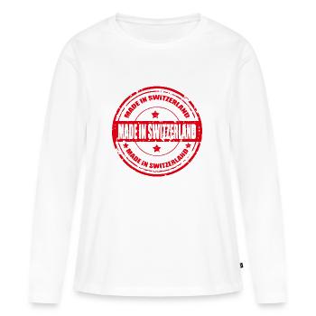 swiss made - T-shirt manches longues Premium bio Femme - blanc - Devant - Julia (174cm)
