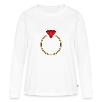 Diamantring - Frauen Premium Bio Langarmshirt - Weiß - Vorne - Julia (174cm)