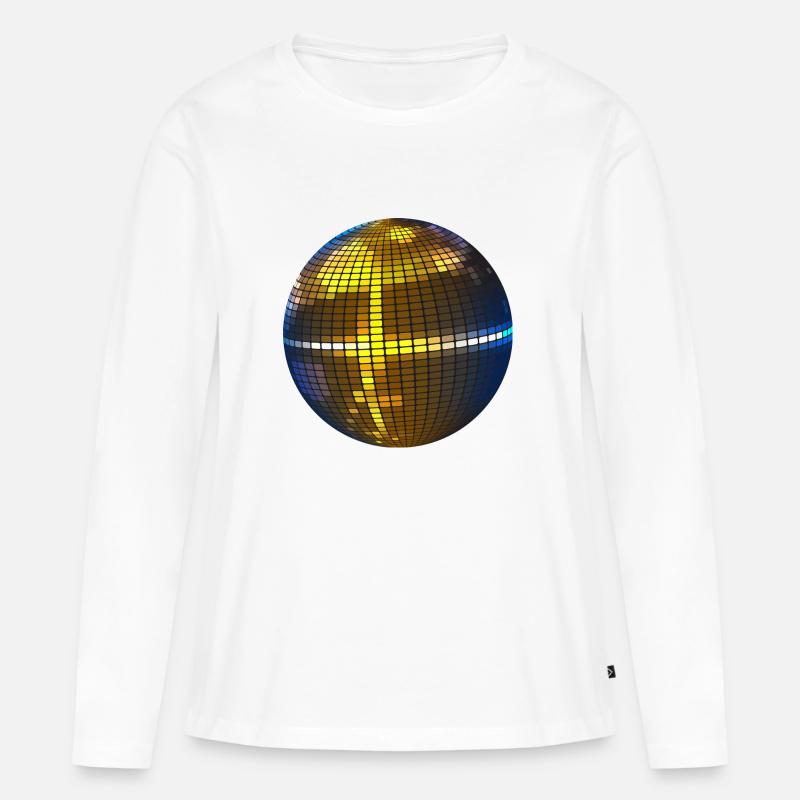 Disco Kugel - Frauen Premium Bio Langarmshirt - Weiß