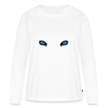 Yeux de loup bleu profond - T-shirt manches longues Premium bio Femme - blanc - Devant - Julia (174cm)