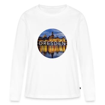 Dresde - T-shirt manches longues Premium bio Femme - blanc - Devant - Julia (174cm)