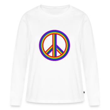 la paix mondiale sur la paix mondiale de la terre sur la terre love144 - T-shirt manches longues Premium bio Femme - blanc - Devant - Julia (174cm)