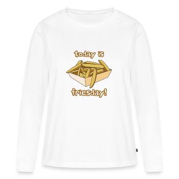 frites françaises cadeau manger régime fast-food - T-shirt manches longues Premium bio Femme - blanc - Devant - Julia (174cm)