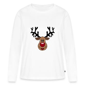 Rudolf le renne du Père Noël - T-shirt manches longues Premium bio Femme - blanc - Devant - Julia (174cm)