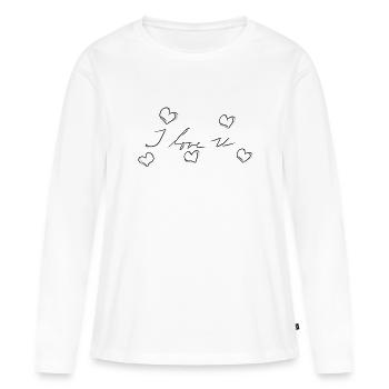 Je t’aime cœur coeur - T-shirt manches longues Premium bio Femme - blanc - Devant - Julia (174cm)