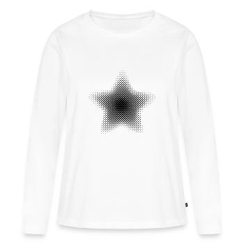 Points d’astérisque de pixel étoile - T-shirt manches longues Premium bio Femme - blanc - Devant - Julia (174cm)
