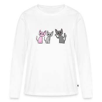 Combattre les chats Chats Cris - T-shirt manches longues Premium bio Femme - blanc - Devant - Julia (174cm)