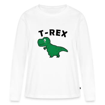 T-REX - T-shirt manches longues Premium bio Femme - blanc - Devant - Julia (174cm)