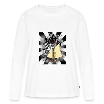 Boussole de bateau à voile rétro - T-shirt manches longues Premium bio Femme - blanc - Devant - Julia (174cm)
