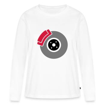 Frein à disque avec étrier - T-shirt manches longues Premium bio Femme - blanc - Devant - Julia (174cm)