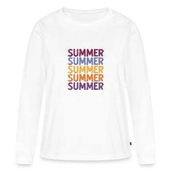 Été Été Été Plaisir d’été Cadeaux d’été - T-shirt manches longues Premium bio Femme - blanc - Devant - Julia (174cm)