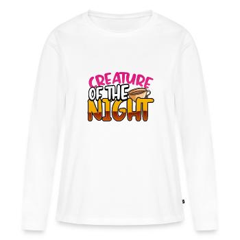 Schlaflose Geschenkkreatur des Nachtkaffees - Frauen Premium Bio Langarmshirt - Weiß - Vorne - Julia (174cm)