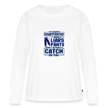 Cadeaux sarcastiques Pantalons Liers déçus Ne pas - T-shirt manches longues Premium bio Femme - blanc - Devant - Julia (174cm)