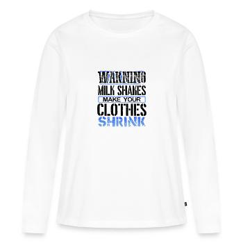 Avertissement de cadeaux de milkshake Les milkshakes font des vêtements - T-shirt manches longues Premium bio Femme - blanc - Devant - Julia (174cm)