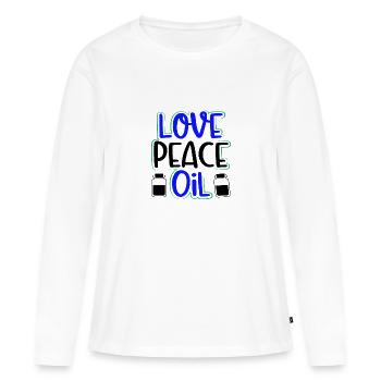 Love Peace Oil Fun Huiles Essentielles Praticien - T-shirt manches longues Premium bio Femme - blanc - Devant - Julia (174cm)