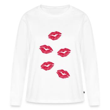 cinq bouches de baiser - T-shirt manches longues Premium bio Femme - blanc - Devant - Julia (174cm)