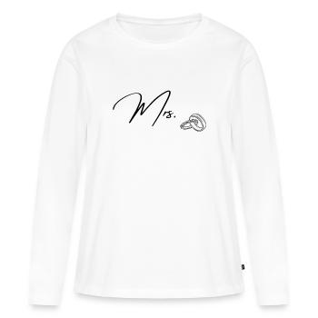 Mrs. - Frauen Premium Bio Langarmshirt - Weiß - Vorne - Julia (174cm)