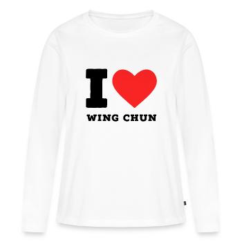 J’adore le wing chun - T-shirt manches longues Premium bio Femme - blanc - Devant - Julia (174cm)