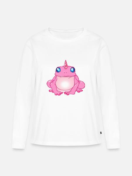 Frosch mit Horn - Frauen Premium Bio Langarmshirt - Weiß