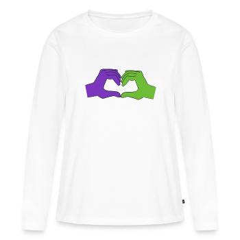 herz lila - Frauen Premium Bio Langarmshirt - Weiß - Vorne - Julia (174cm)