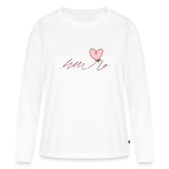 red thread heart love loop - Women's Premium Organic Long Sleeve Shirt - white - Front - Julia (174cm)