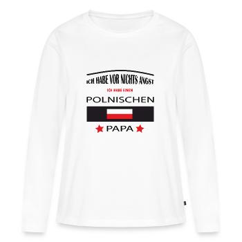 POLNISCHER PAPA - Frauen Premium Bio Langarmshirt - Weiß - Vorne - Julia (174cm)