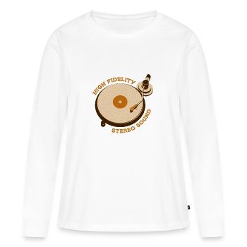 disque vinyle DJ Turntable Vintage Retro - T-shirt manches longues Premium bio Femme - blanc - Devant - Julia (174cm)