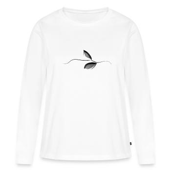 tige symbole de la plante feuilles grises - T-shirt manches longues Premium bio Femme - blanc - Devant - Julia (174cm)