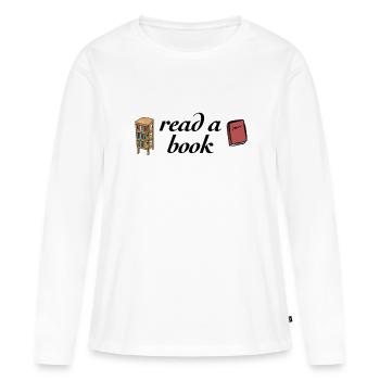 lire un livre - T-shirt manches longues Premium bio Femme - blanc - Devant - Julia (174cm)